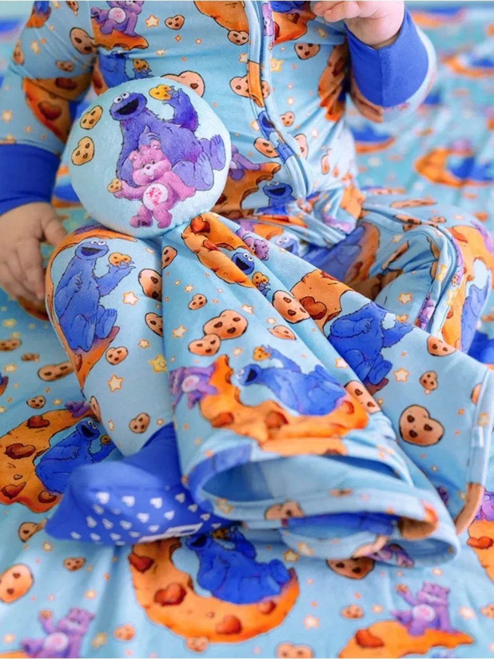 Posh Peanut Blue Cookie Monster & Care Bear Lovey